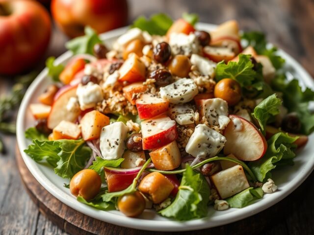 Varkenshaas salade met gorgonzoladressing