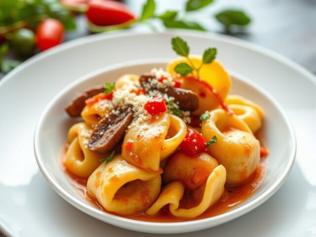 Varkenshaas tortellini — AI-gegenereerde illustratie