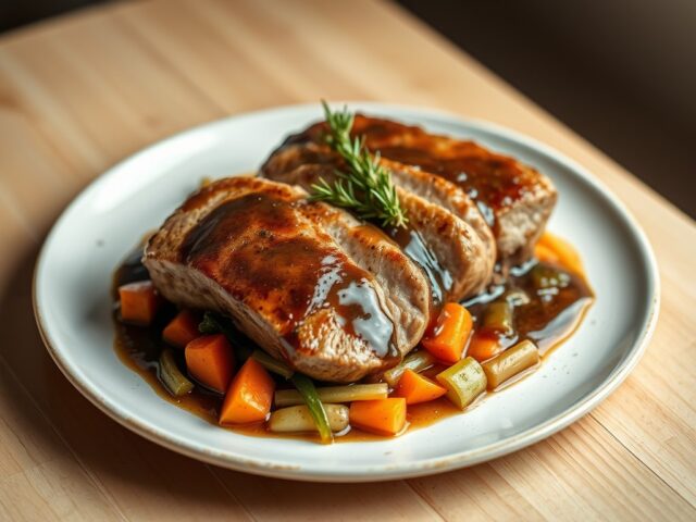 Varkenshaasje in kummel-biersaus