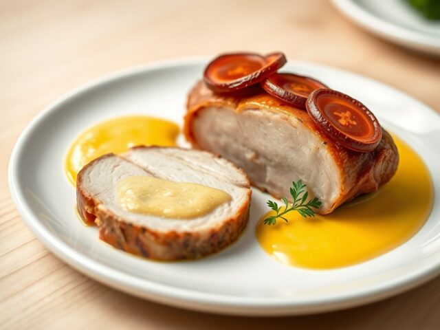 Varkenshaasje met chorizo en kerrieschuim