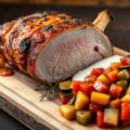 Varkenskroontje met tomatensalsa en ratatouille