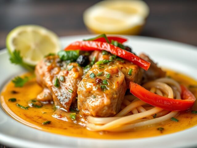 varkenslap met thaise vissaus