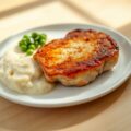 Varkenslapjes met bloemkoolpuree en erwtjes
