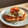 Varkenslapjes met tomatengarnituur onder kaas