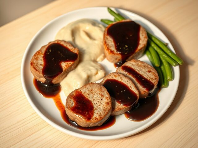 Varkensmedallions met vanille-portsaus