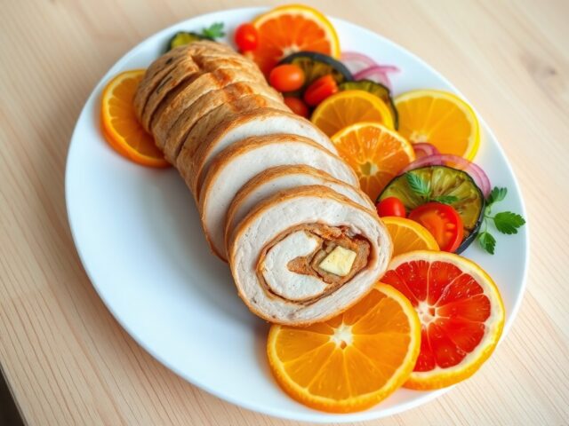 Varkensrollade met frisse citrusvruchten