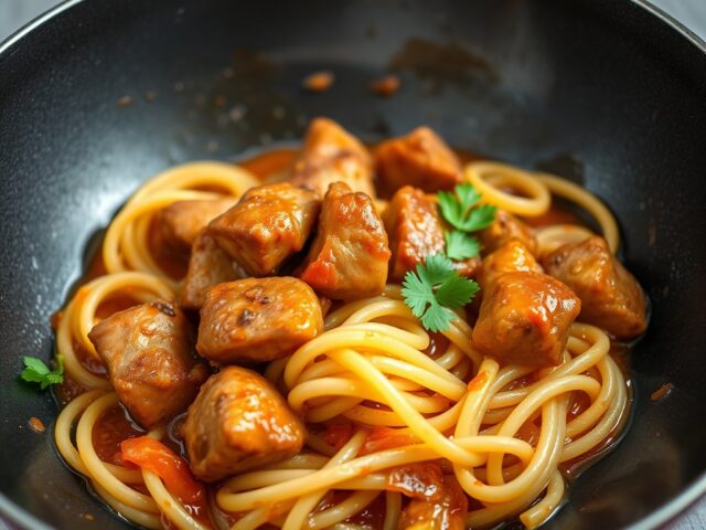 Varkensvlees in sambalsaus (Babi rica-rica)