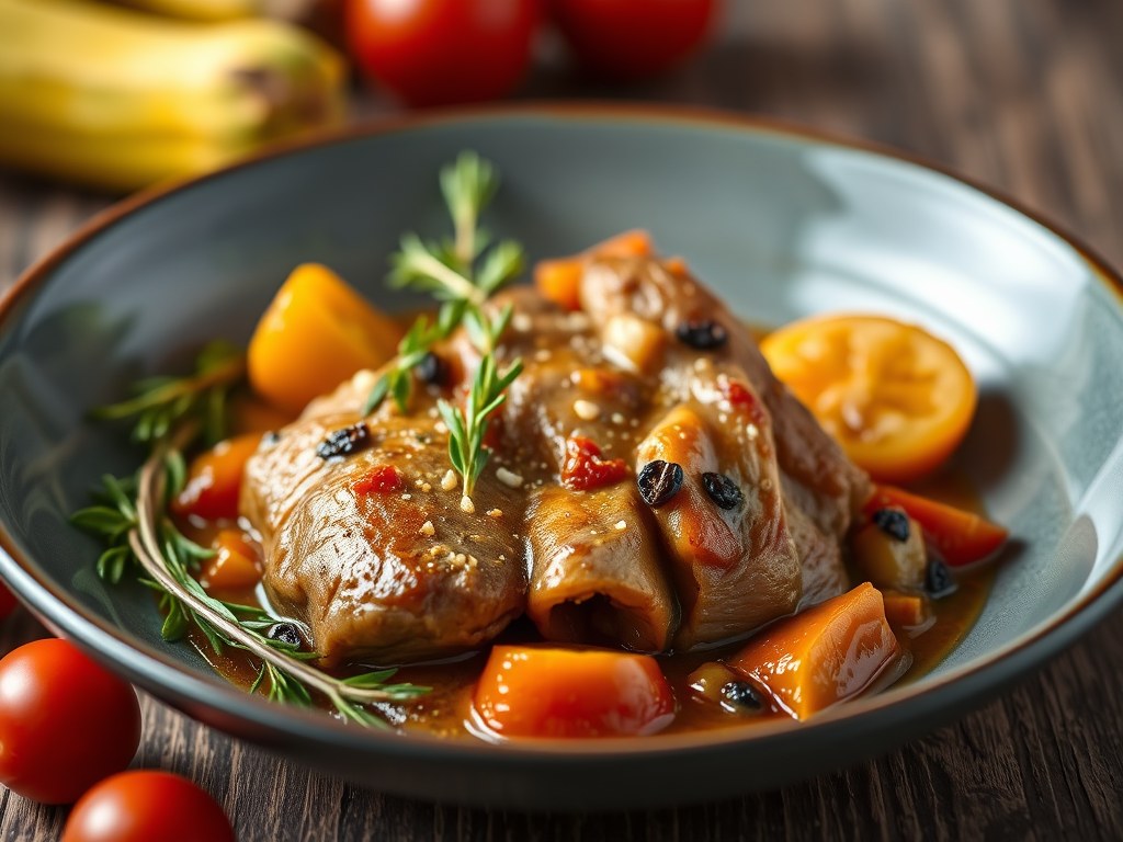 Varkensvlees met ananas uit de Slow Cooker, AI-gegenereerde illustratie