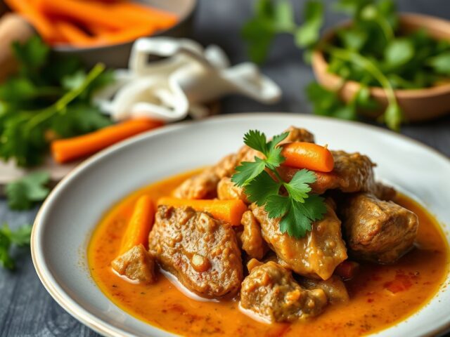 Varkensvlees met Penang Curry — AI-gegenereerde illustratie