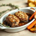 Varkenswangetjes gegratineerd met amandel