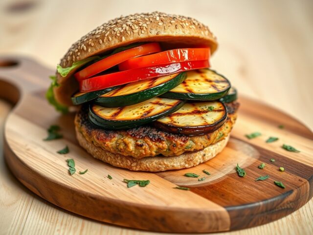 Vegaburger met gegrilde groenten