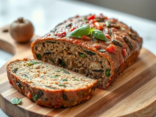 Vegetarisch gehaktbrood van kastanjechampignons