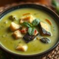 Vegetarische Thaise groene curry met Thaise aubergines