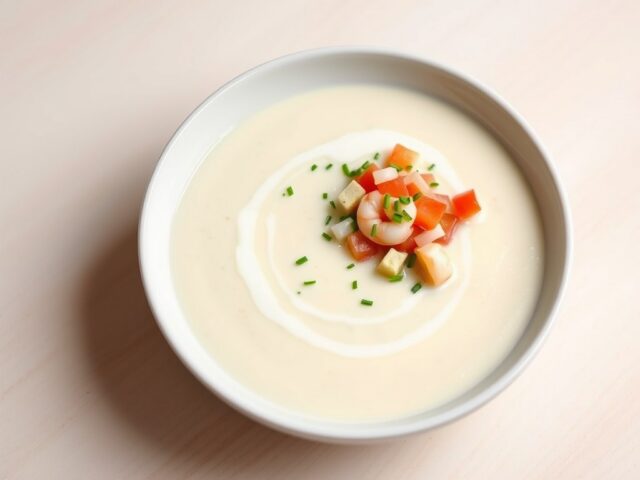 Velouté van asperges met salsa van grijze garnalen