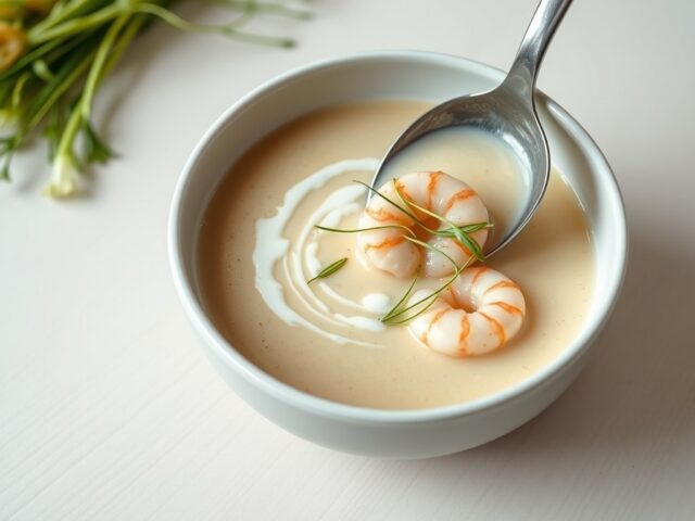 Velouté van grijze garnalen met venkel