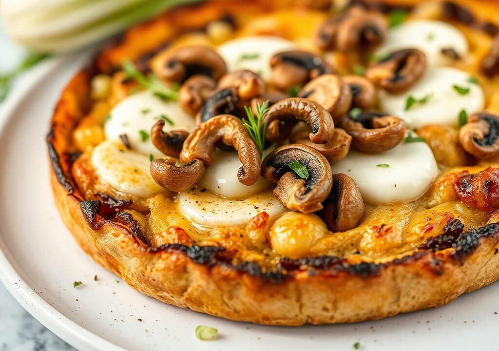 Venkel-champignontaart (vegetarisch) — AI-gegenereerde illustratie