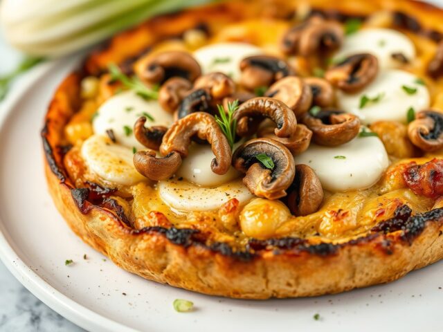 Venkel-champignontaart (vegetarisch) — AI-gegenereerde illustratie