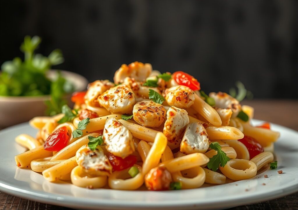 Verfrissende Creoolse pastasalade — AI-gegenereerde illustratie