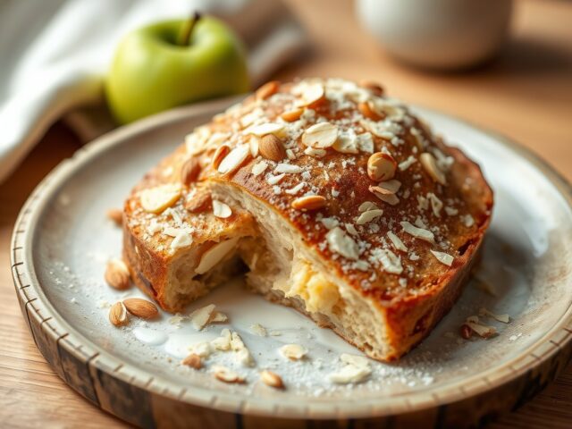 Verloren brood met amandelen en appel