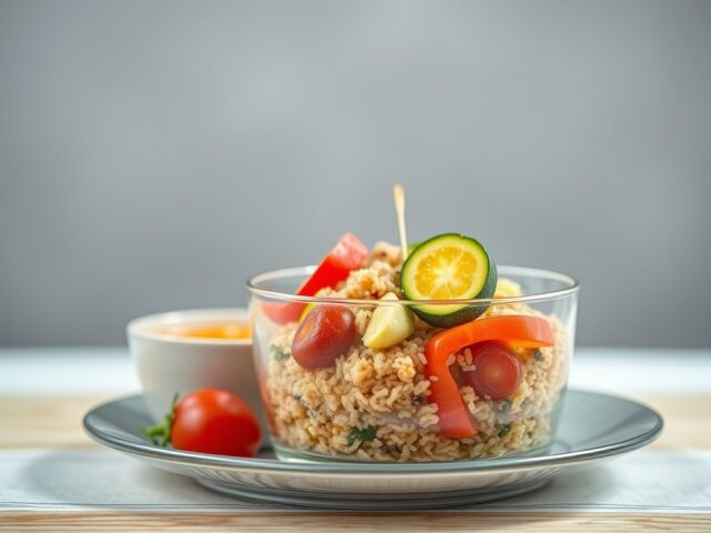 Verrine van Bulgur met gekruide groenten — AI-gegenereerde illustratie