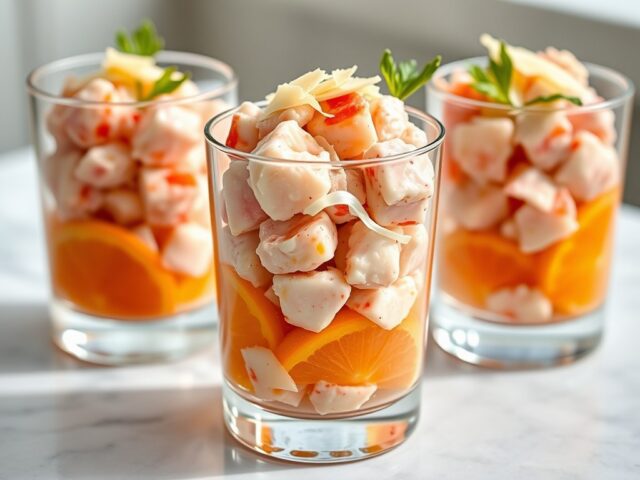 Verrine van kreeft met clementines en witloof