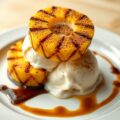 Verse ananas van de BBQ met ijs