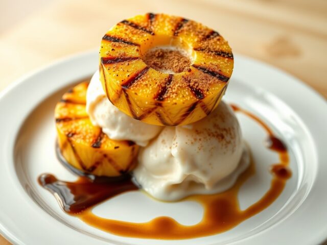 Verse ananas van de BBQ met ijs
