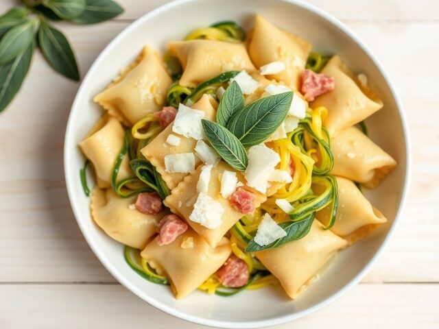 Verse tortelloni met courgette en salieboter