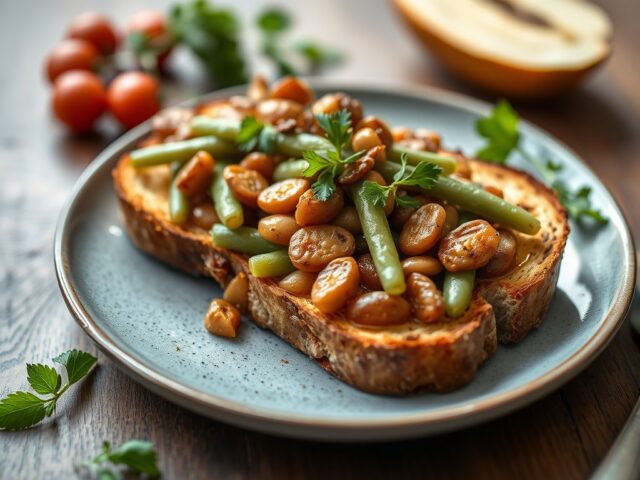 Verse tuinbonen op toast — AI-gegenereerde illustratie