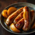 Verse worstjes in cidermarinade met gebakken appel