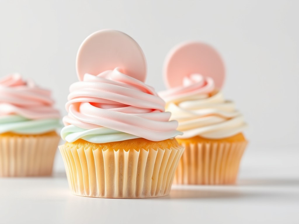 Versieringen voor cupcakes: suikerpasta (of fondant), AI-gegenereerde illustratie