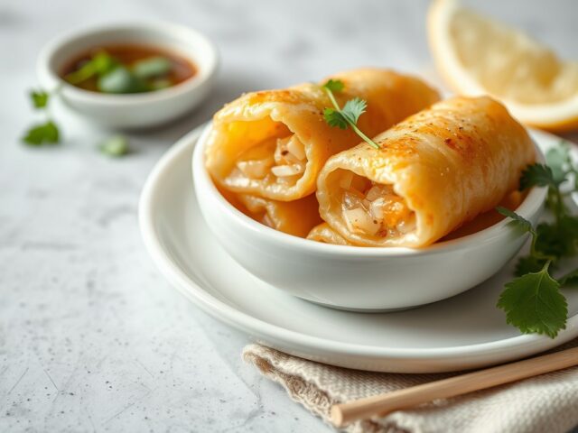 Vietnamese loempia met vleesvulling — AI-gegenereerde illustratie