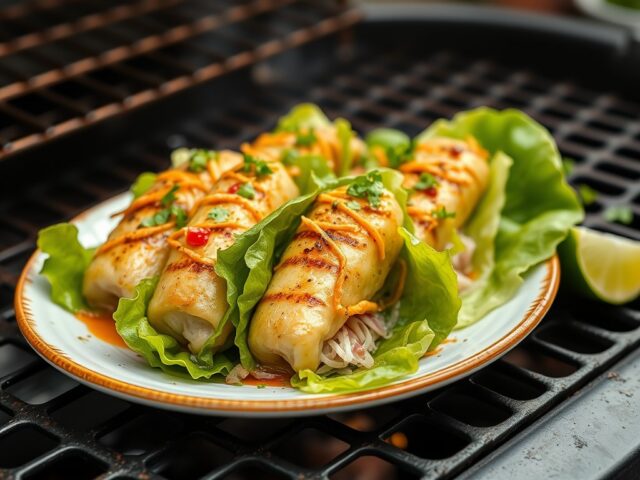 Vietnamese sla gehaktrolletjes