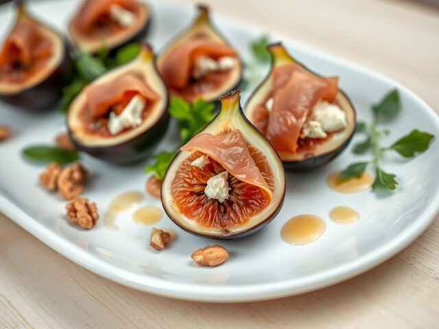 Vijg met gorgonzola en Ganda-ham