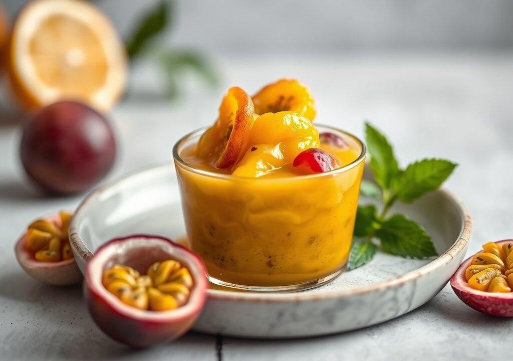 Vijgencompote met passievruchten, AI-gegenereerde illustratie