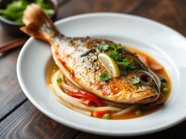 Vis Pepesan Gerechten ( = Ikan Pepesan) — AI-gegenereerde illustratie