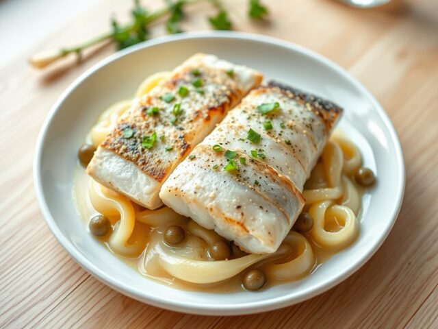 Visfilets met prei en kappertjes