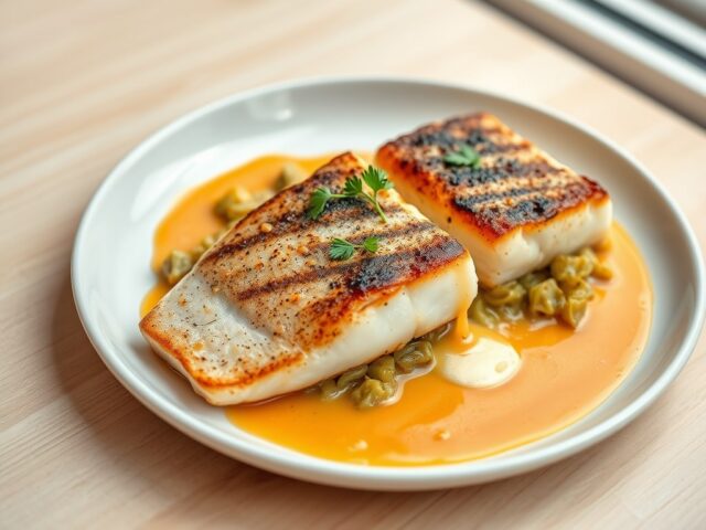 Visfilets met witloof en sinaasappelsaus