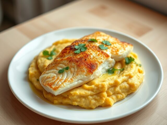 Visfilets met zachte kerriepuree
