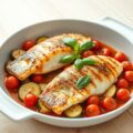 Visfilets uit de oven met venkel,kerstomaatjes en
