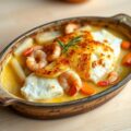 Visgratin met garnalen