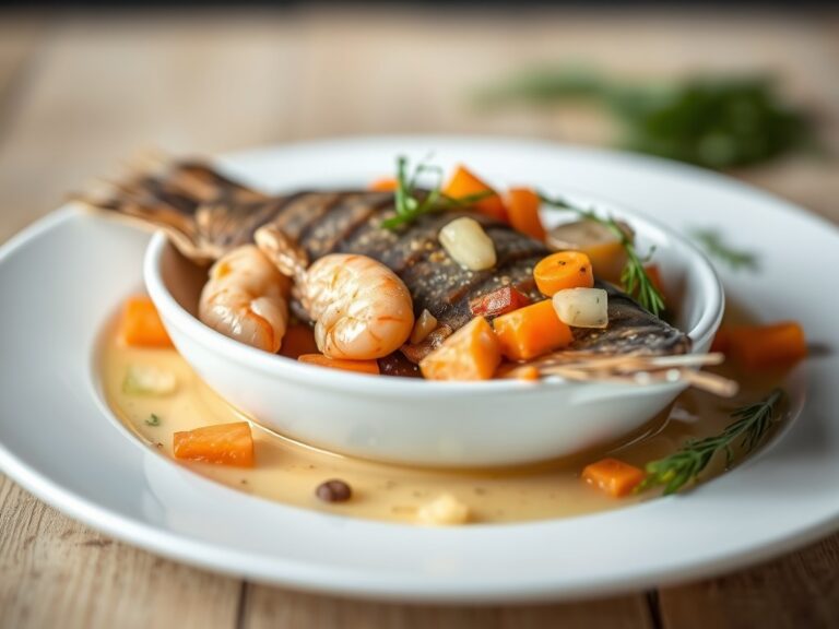 Vismoussenestje van forel met gamba’s