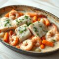 Vispannetje met zalm en kabeljauw in de oven