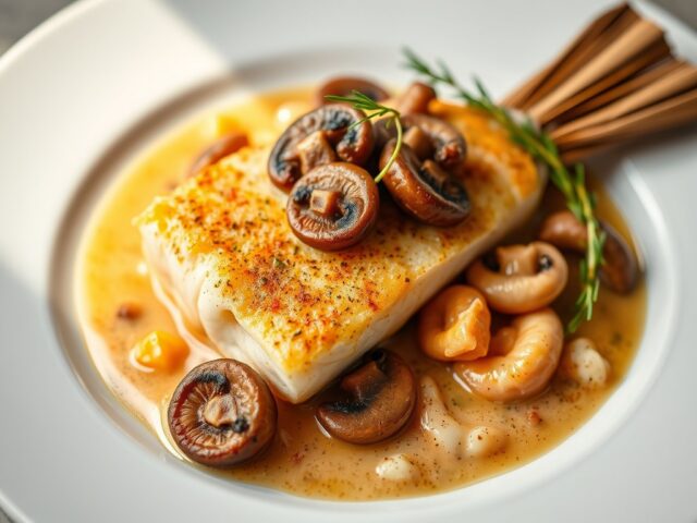 Visragout met champignons en kreeftensaus