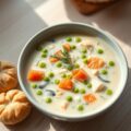 Vissoep gerookte vis met visbroodjes