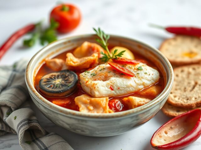 Visstoofpot Portugal (Eenpans CATAPLANA variant) — AI-gegenereerde illustratie