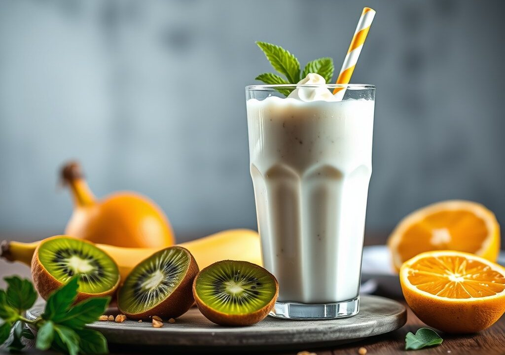 Vitamine milkshake, AI-gegenereerde illustratie