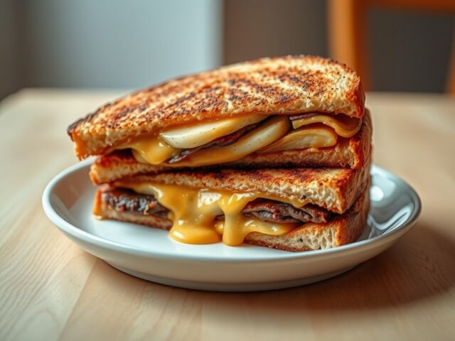 Volkoren tosti met rookvlees en banaan