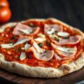 Volkorenpizza met ham en venkel