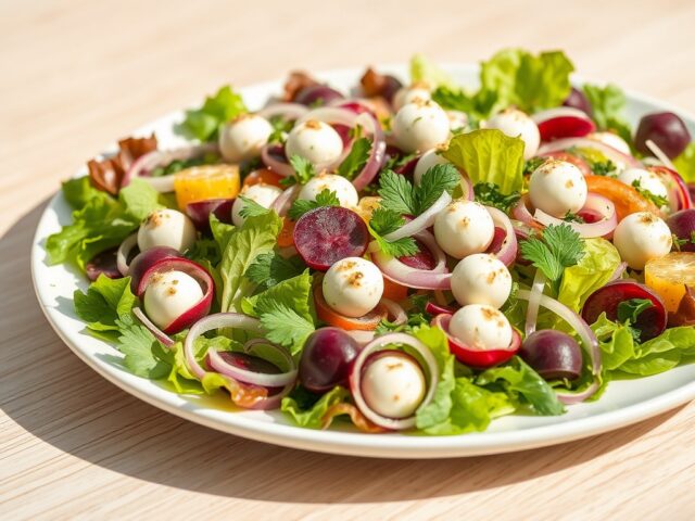 Voorjaarsslaatje met minikaasbolletjes